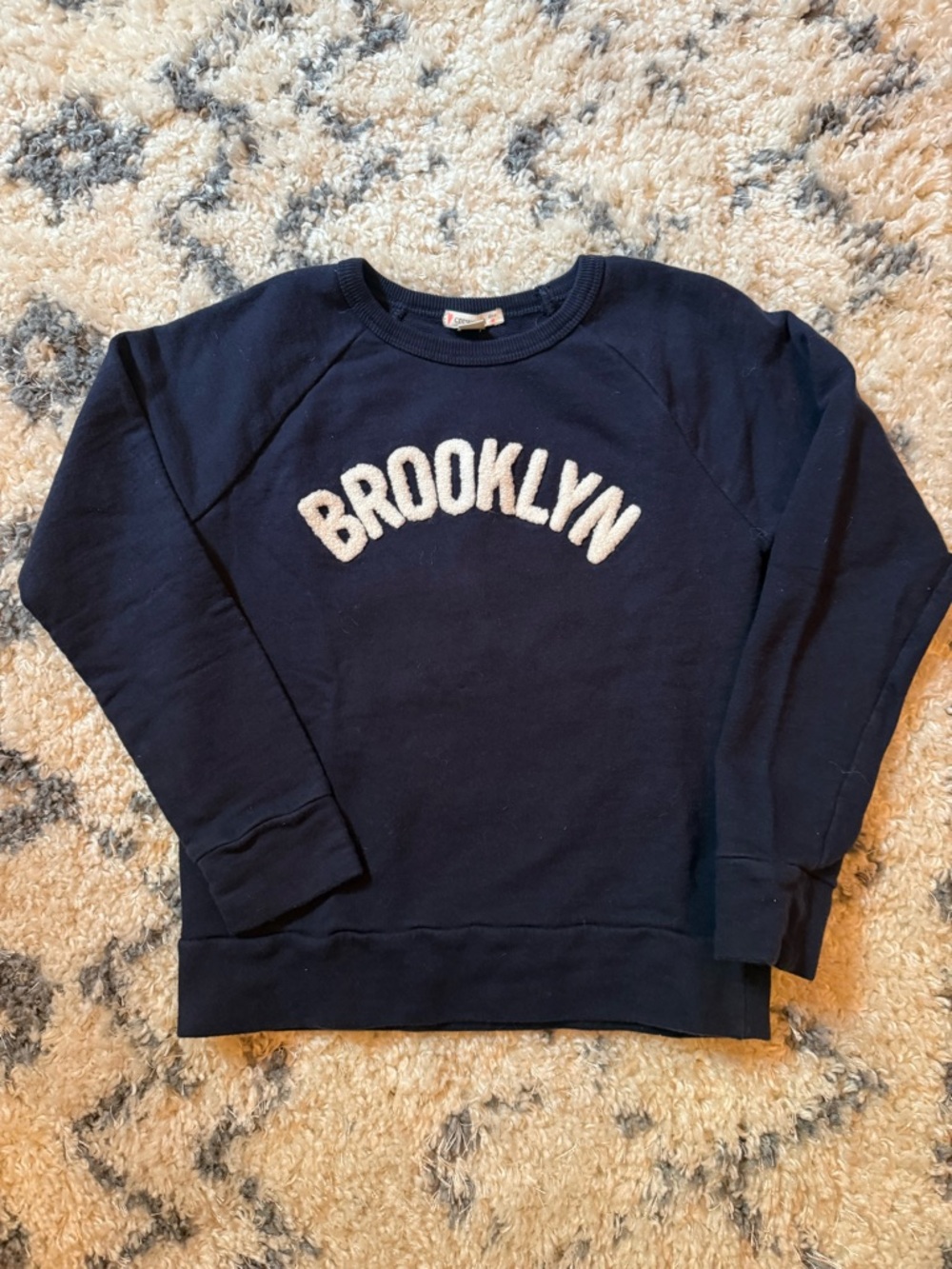 Crew Cuts Brooklyn Appliqué Crewneck Sweatshirt - Navy with White Lettering